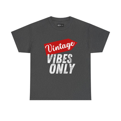 Vintage Vibes Only Unisex Heavy Cotton Tee, Retro T-Shirt, Trendy Gift for Him/Her, Casual Wear, Music Festival Outfit
