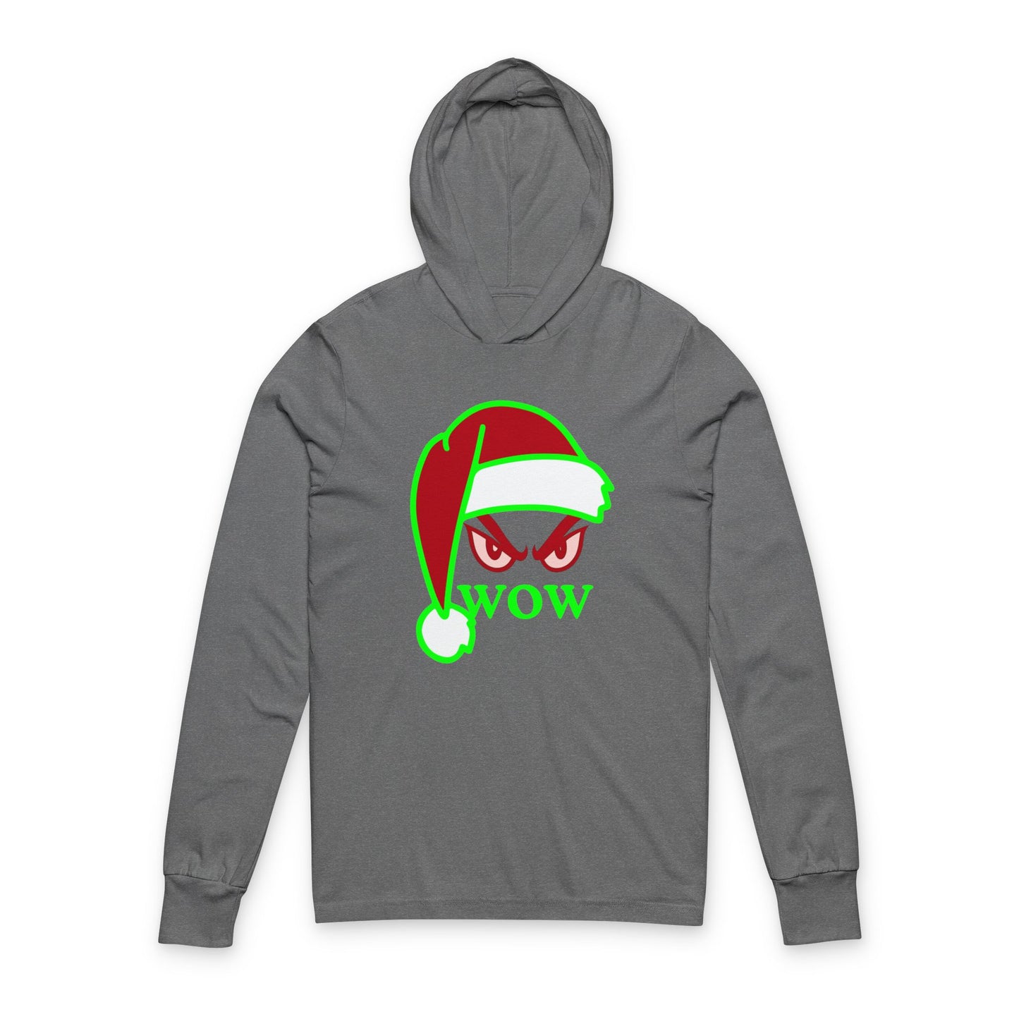 Mean Santa 'Wow' Hooded Long Sleeve Tee