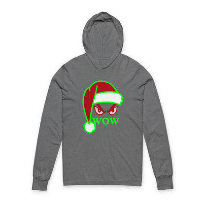 Mean Santa 'Wow' Hooded Long Sleeve Tee