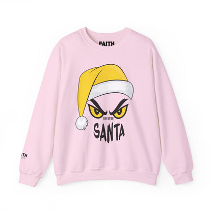 The Mean SANTA Sweatshirt -  Holiday Crewneck - Yellow