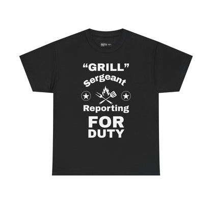 Grill Sergeant Tee - Perfect for BBQs, Father's Day Gift, Unisex Cotton T-Shirt, Outdoor Parties, Cooking Enthusiasts