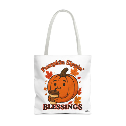 FaithStyles Autumn Pumpkin Blessings Tote Bag | Fall Bag, Cute Tote, Gift for Her, Thanksgiving, Coffee Lovers, Halloween Decor