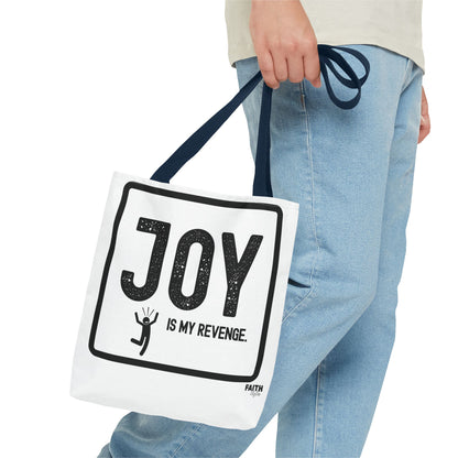 FaithStyles Joy Is My Revenge Tote Bag — Inspirational Graphic Canvas Tote