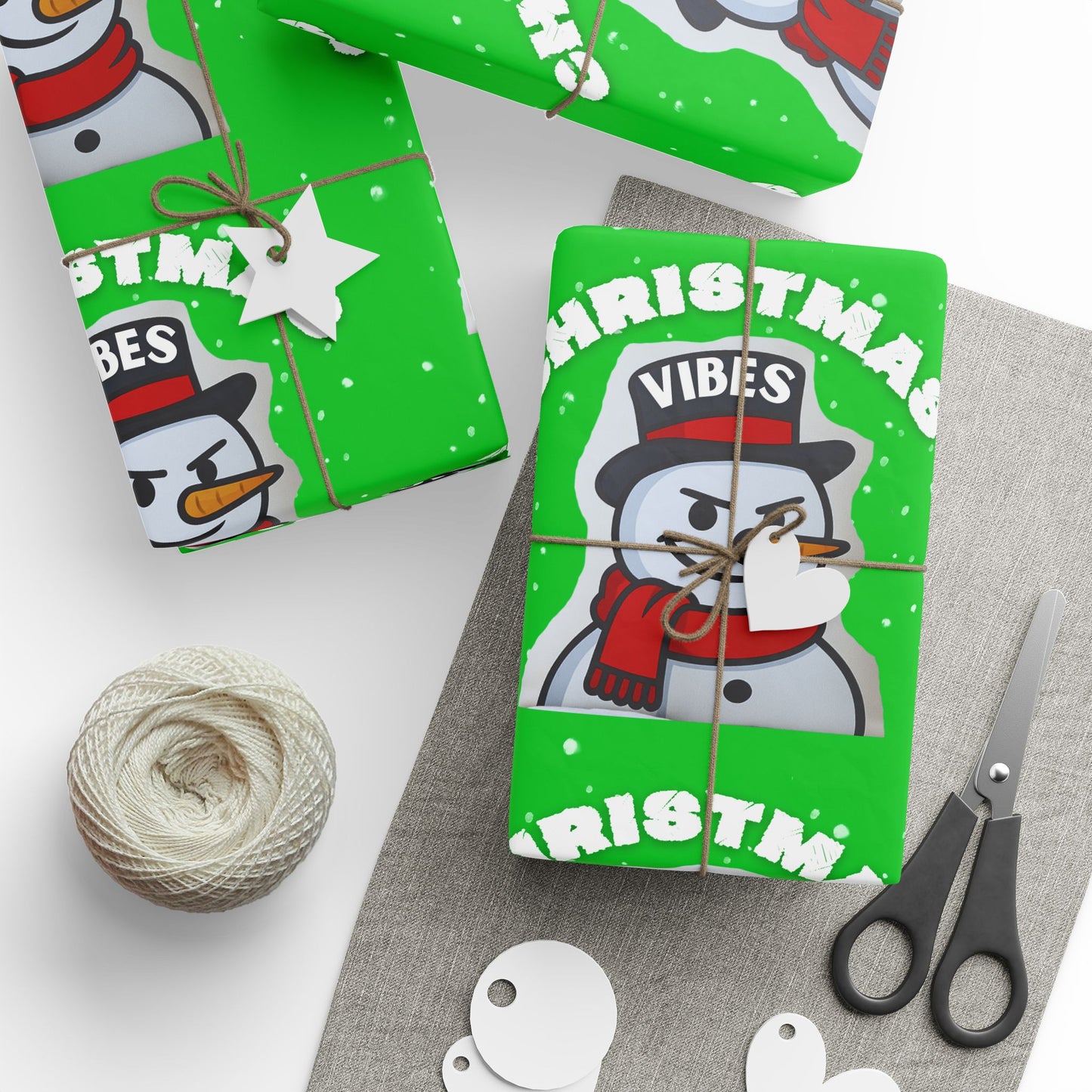 Christmas Snowman Wrapping Paper Roll – Festive Green Holiday Gift Wrap