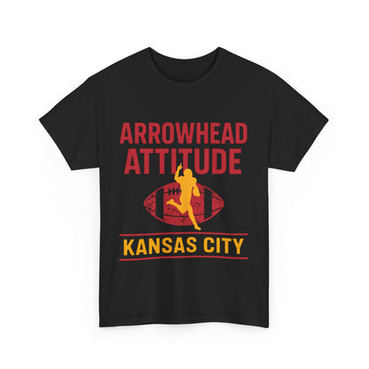 Male Heavy Cotton Tee, Arrowhead Attitude, Football Tee