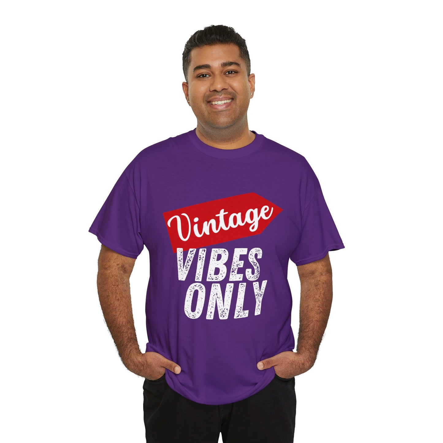 Vintage Vibes Only Unisex Heavy Cotton Tee, Retro T-Shirt, Trendy Gift for Him/Her, Casual Wear, Music Festival Outfit