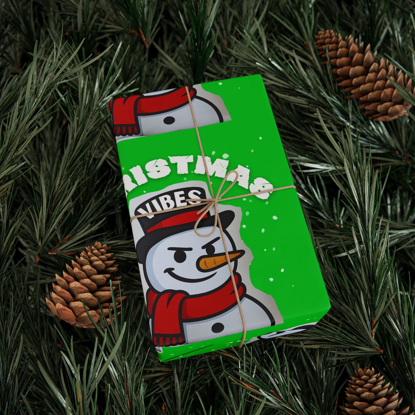 Christmas Snowman Wrapping Paper Roll – Festive Green Holiday Gift Wrap