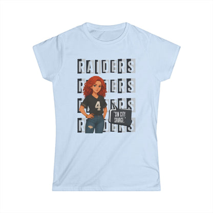 Raiders-Inspired Women’s Softstyle Tee, Casual Sports Shirt, Football Fan Apparel, Gameday Outfit, Gift for Her