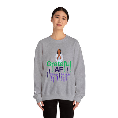 Women Grateful AF Crewneck Sweatshirt | Cozy Unisex Pullover for Thanksgiving, Gifts, and Everyday Wear