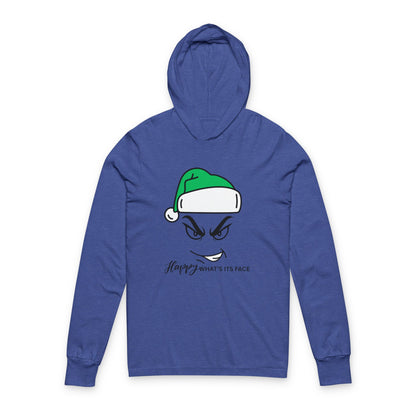 Mean Face Santa Hoodie Tee — "Happy? What's Its Face" Holiday Hooded Long Sleeve
