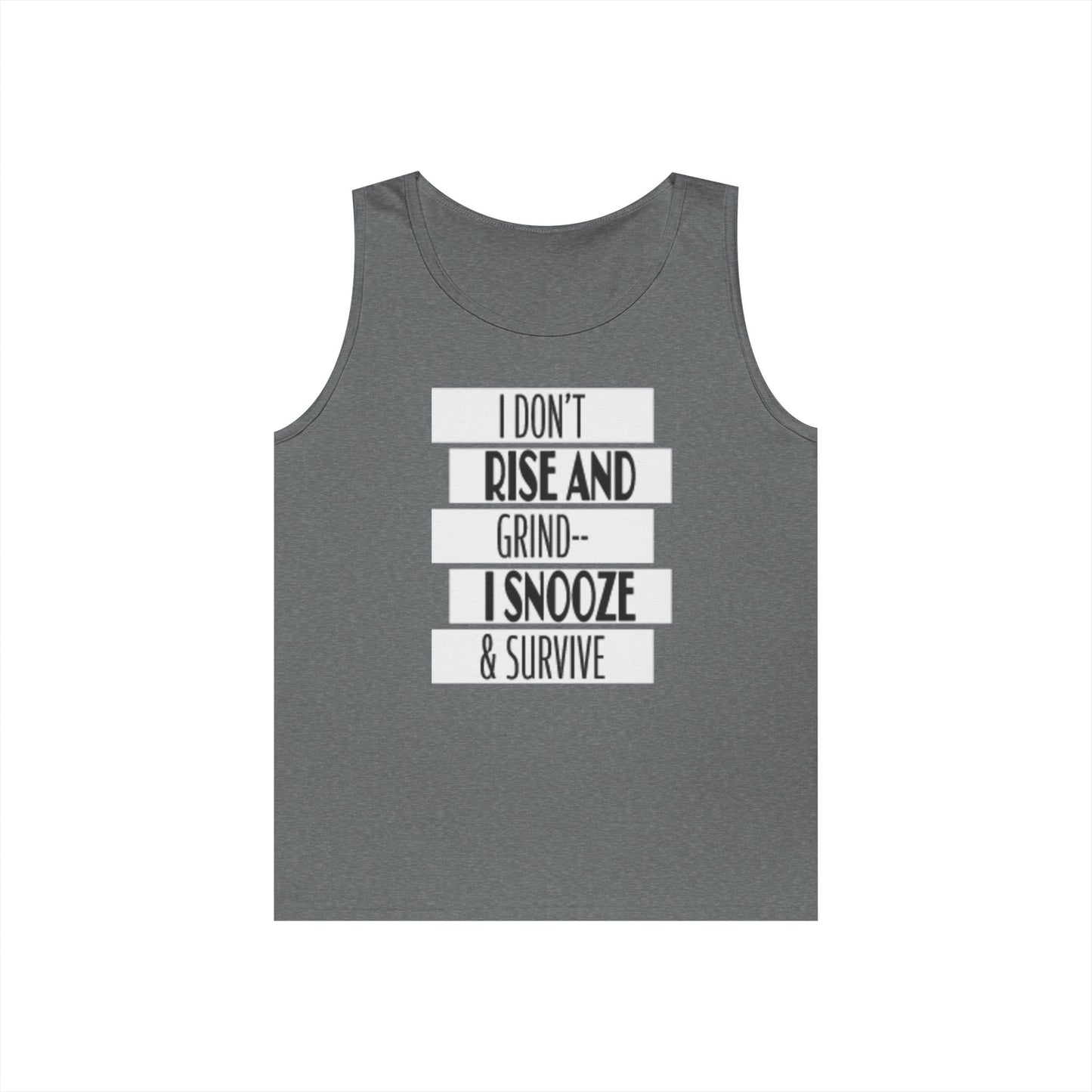 Heavy Cotton Tank Top with "I Don't Rise and Grind - I Snooze & Survive" Design - Relaxed Vibe, Perfect for Lazy Days, Gift for [...]