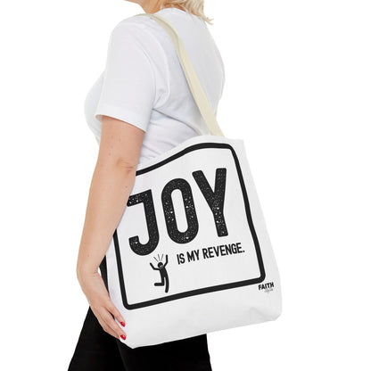 FaithStyles Joy Is My Revenge Tote Bag — Inspirational Graphic Canvas Tote