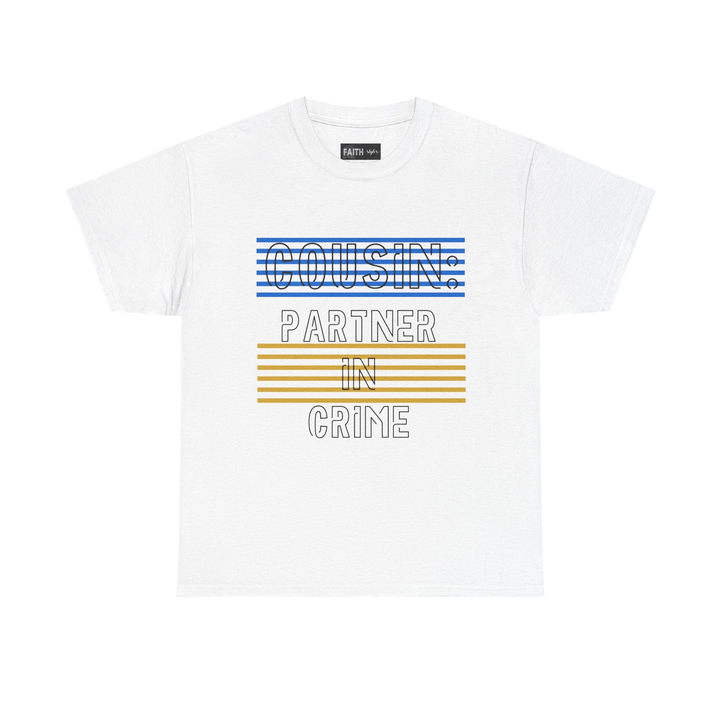 Cousins Partner in Crime Tee | Unisex Heavy Cotton T-Shirt for Family Gatherings, Cousin's Day, Gift for Cousins, Comfortable Casual Wear