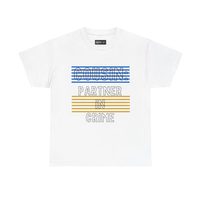 Cousins Partner in Crime Tee | Unisex Heavy Cotton T-Shirt for Family Gatherings, Cousin's Day, Gift for Cousins, Comfortable Casual Wear