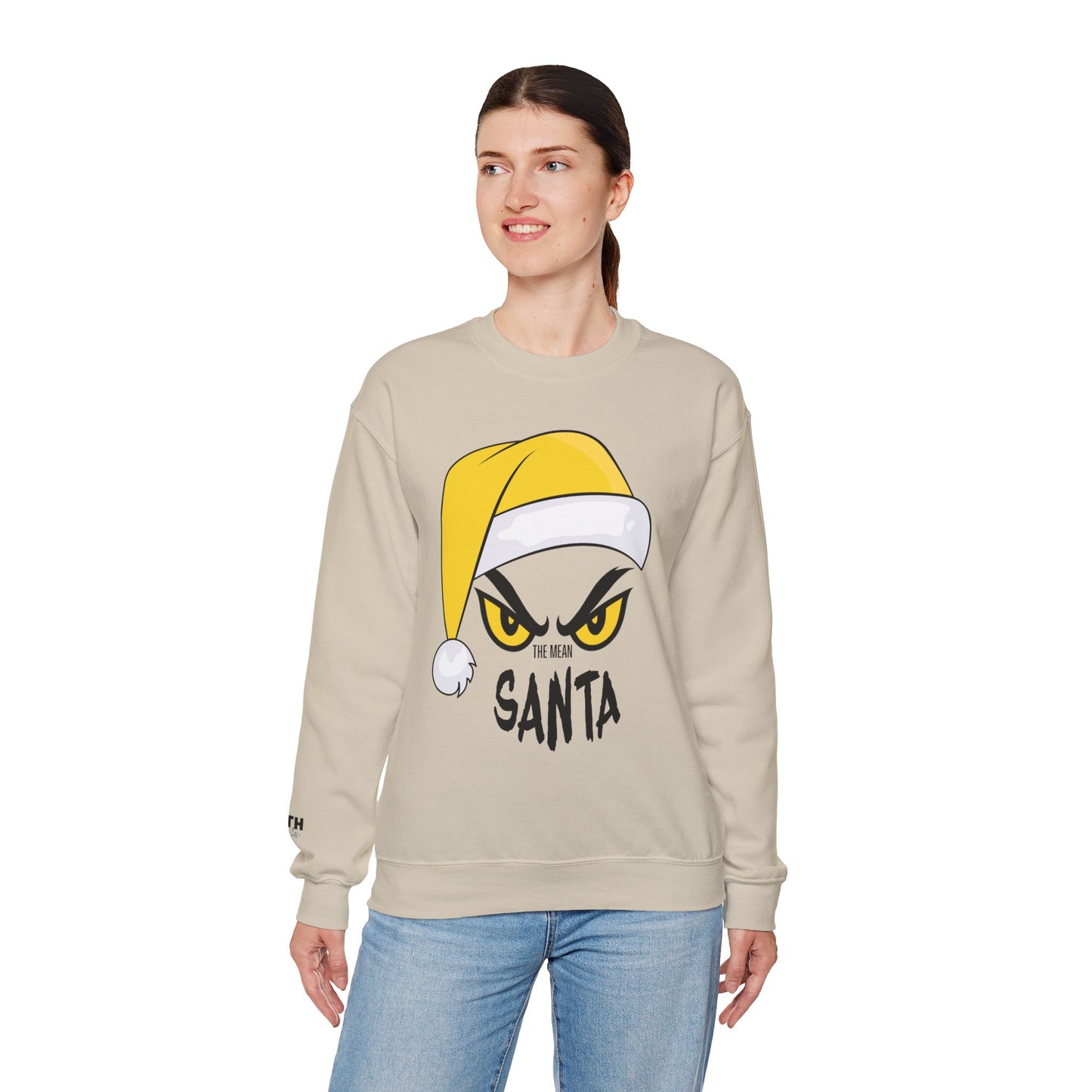 The Mean SANTA Sweatshirt -  Holiday Crewneck - Yellow