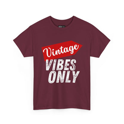 Vintage Vibes Only Unisex Heavy Cotton Tee, Retro T-Shirt, Trendy Gift for Him/Her, Casual Wear, Music Festival Outfit