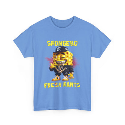 SpongeBo Fresh Pants Unisex Heavy Cotton Tee - Fun Graphic T-Shirt for Kids and Adults