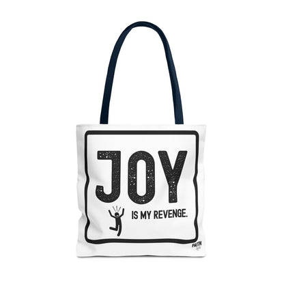 FaithStyles Joy Is My Revenge Tote Bag — Inspirational Graphic Canvas Tote