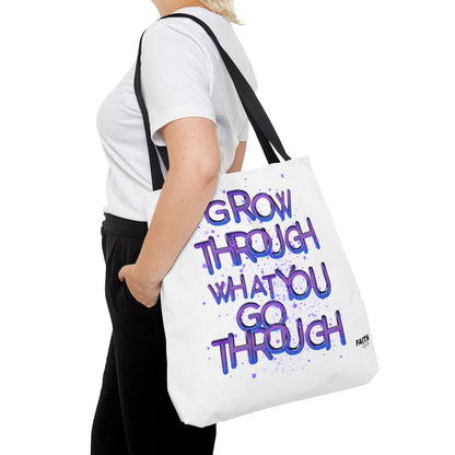 FaithStyles Tote — "Grow Through What You Go Through" Inspirational Quote Bag