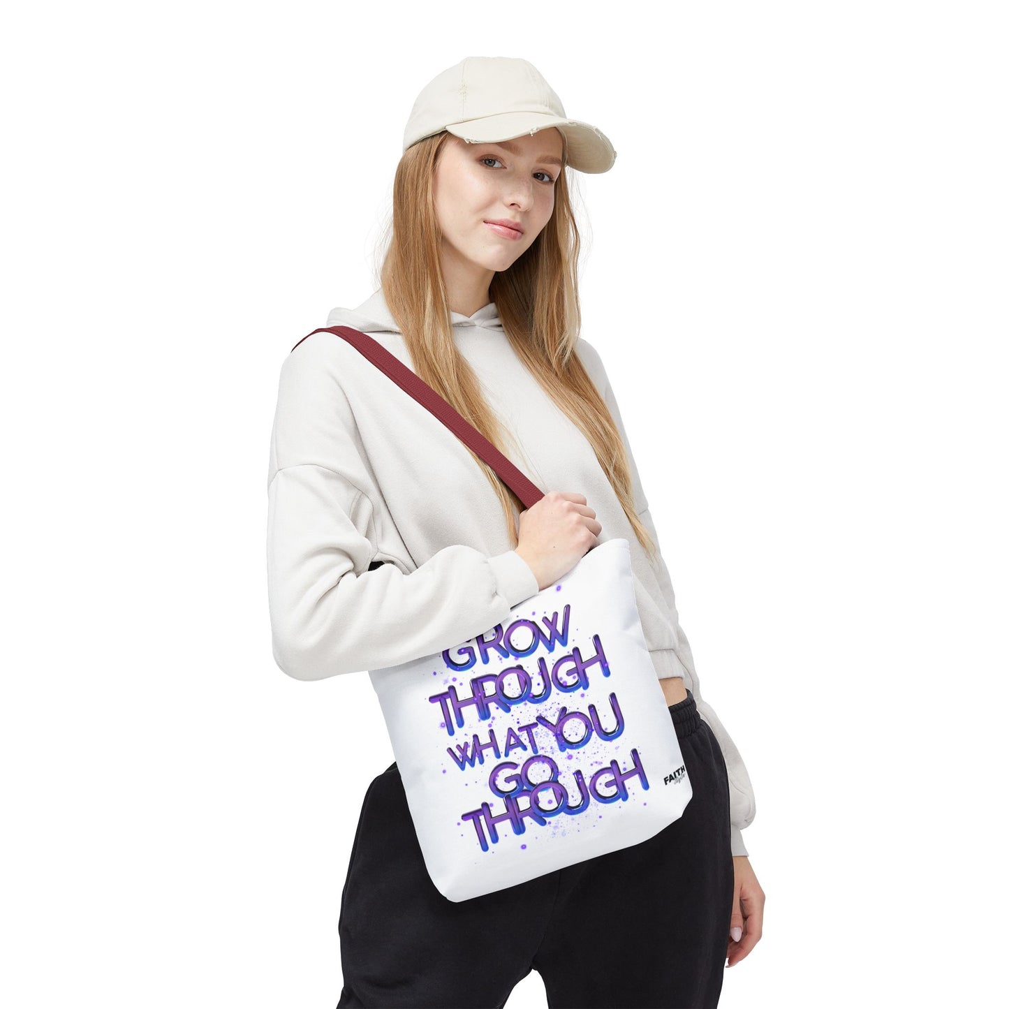 FaithStyles Tote — "Grow Through What You Go Through" Inspirational Quote Bag
