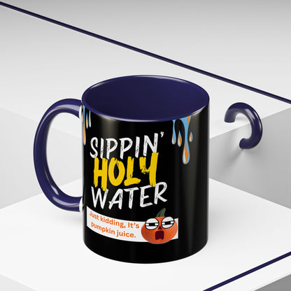 Sippin' Holy Water Coffee Mug, Funny Pumpkin Juice Mug, Halloween Coffee Cup, Unique Gift for Fall, Cute Office Mug, Quirky Kitchenware