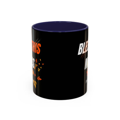 Bless This Mess Coffee Mug, Autumn Mug, Funny Mug Gift, Black Ceramic Mug, Fall Coffee Cup