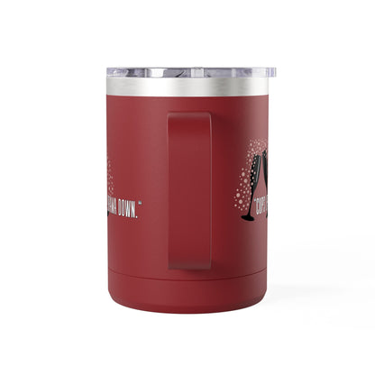 Celebratory Coffee Mug Tumbler, Cheers Gift for Friends, 15oz Drinkware for Parties, Birthdays, Wedding, Fun Gatherings