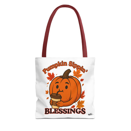 FaithStyles Autumn Pumpkin Blessings Tote Bag | Fall Bag, Cute Tote, Gift for Her, Thanksgiving, Coffee Lovers, Halloween Decor