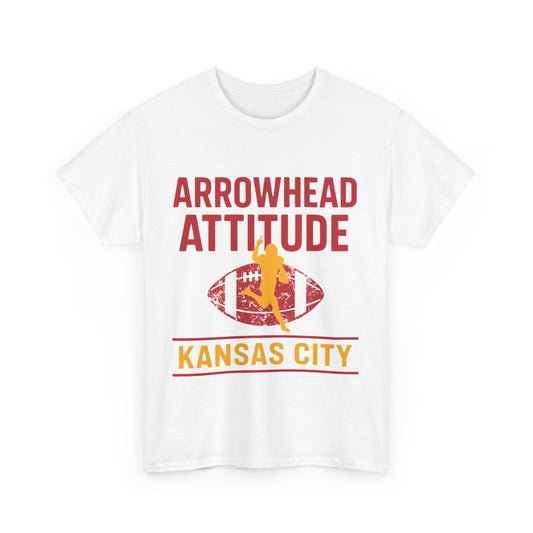 Male Heavy Cotton Tee, Arrowhead Attitude, Football Tee