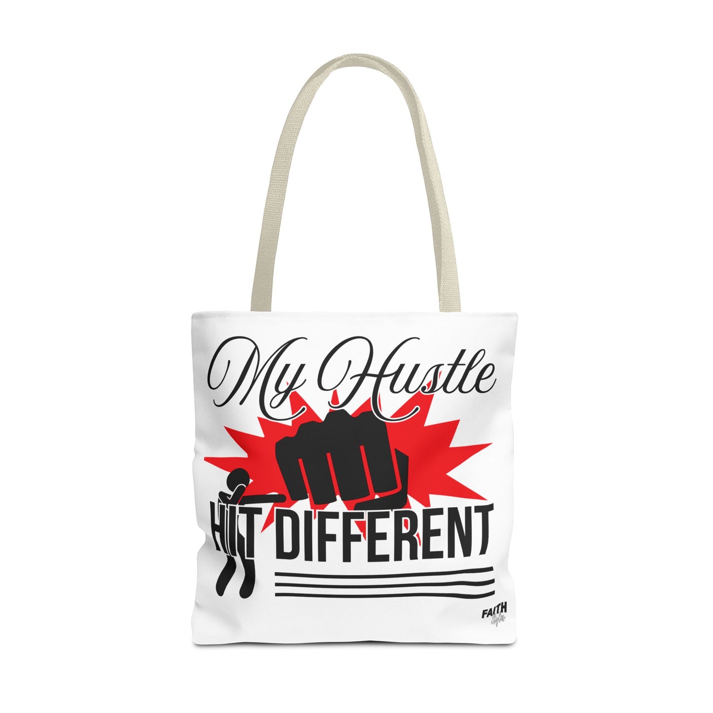 FaithStyles Motivational 'My Hustle, Hit Different' Graphic Tote Bag