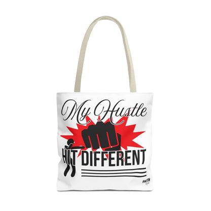 FaithStyles Motivational 'My Hustle, Hit Different' Graphic Tote Bag