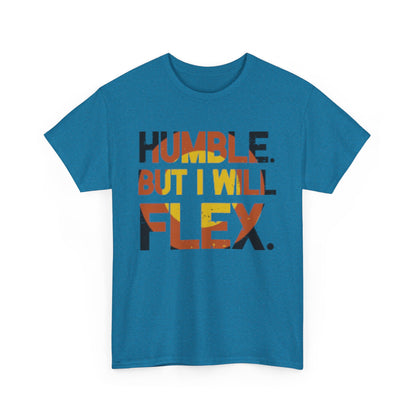 Male Heavy Cotton Tee - 'Humble. But I Will Flex.' Motivational Shirt, Gift for Fitness Lovers, Casual Top, Birthday Gift, Gym Wear