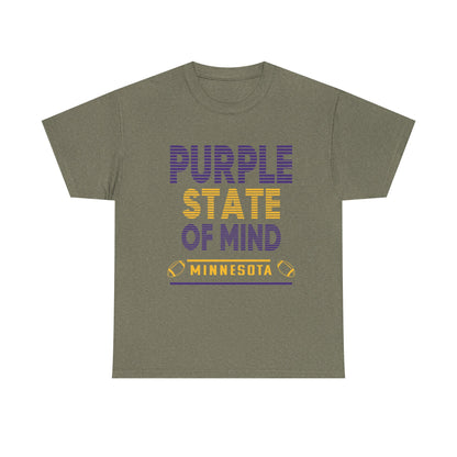 Purple State of Mind Male Cotton Tee, Comfortable Casual Wear, Gift for Minnesota Lovers, Birthday, College Apparel