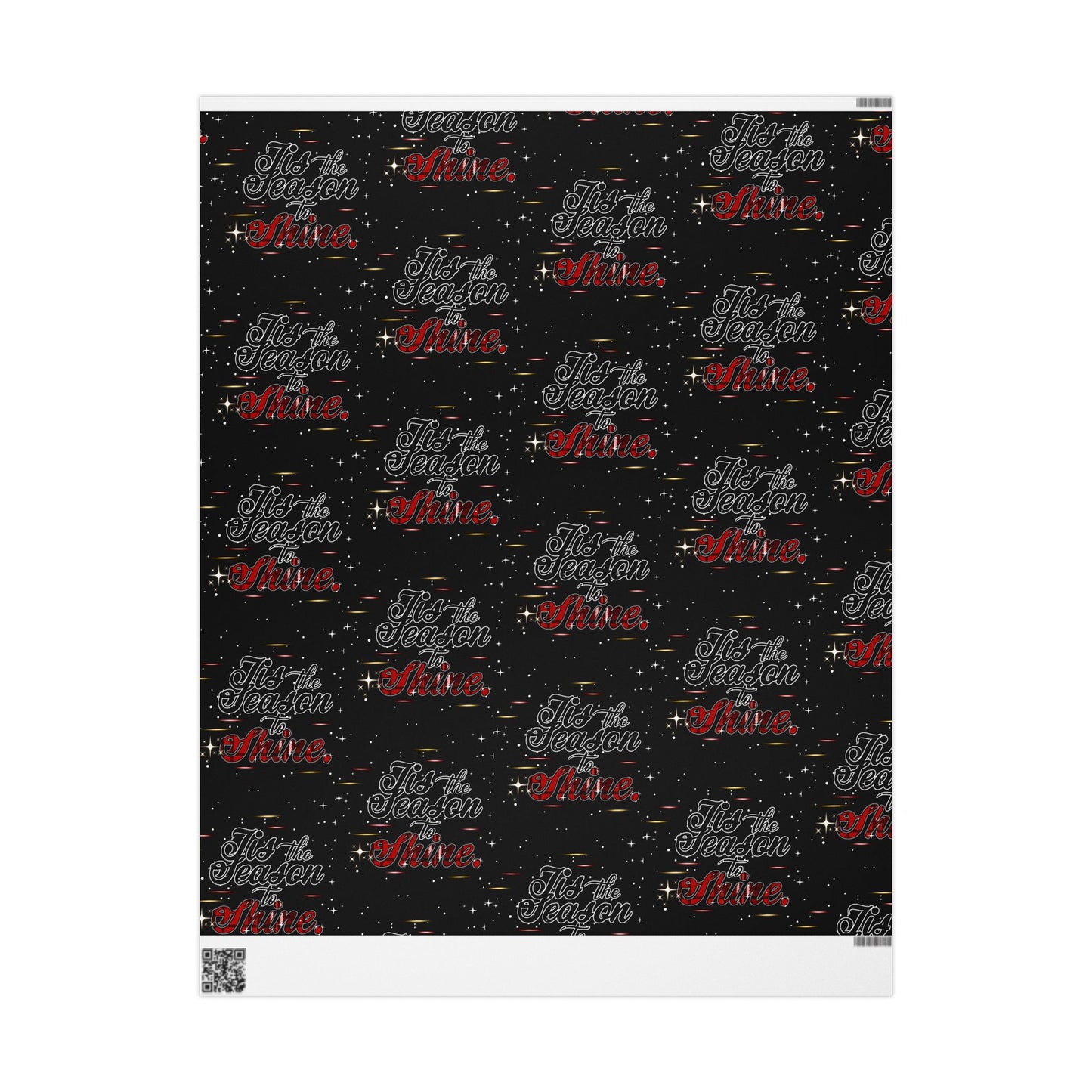 Wrapping Paper Roll — Black Space Pattern with Red 'Ho Ho Ho' Holiday Design
