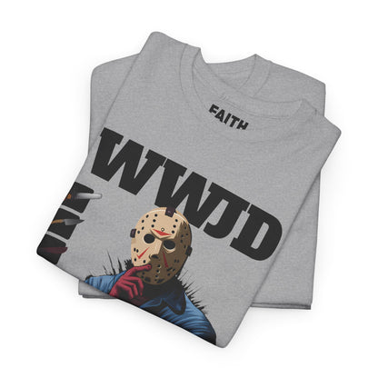 WWJD Unisex Heavy Cotton Tee, Graphic T-Shirt, Casual Wear, Gift for Him, Trendy Apparel, Statement Tee