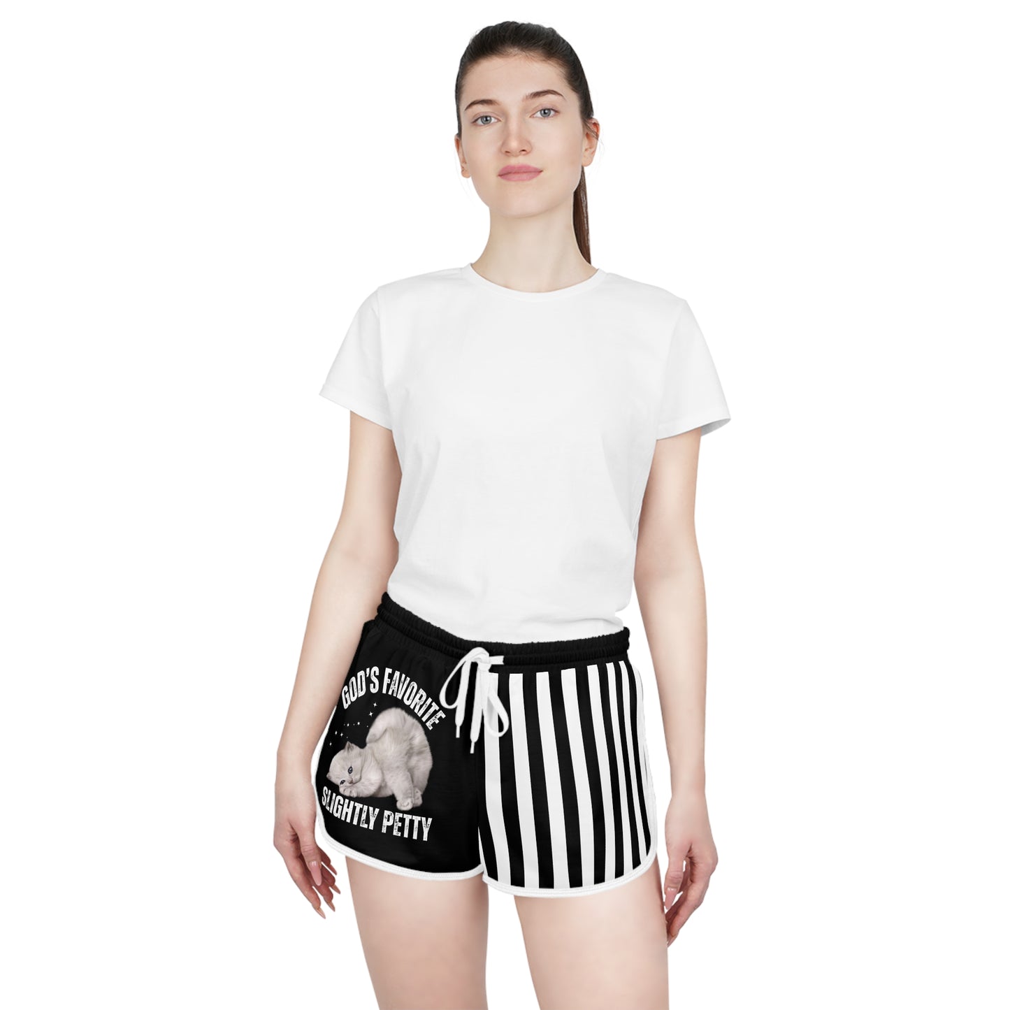 God's Favorite Women's Relaxed Shorts, Petty Cat Design Athletic Shorts, Casual Summer Wear, Funny Gift for Cat Lovers, Stylish Loungewear