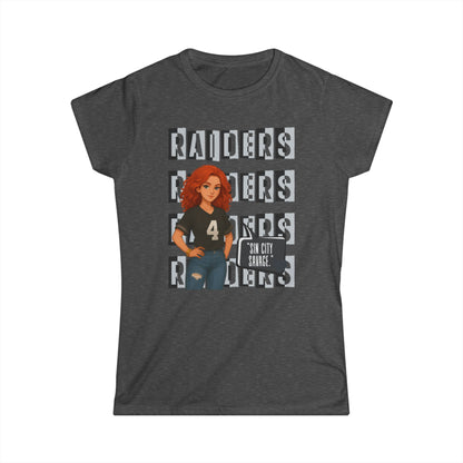 Raiders-Inspired Women’s Softstyle Tee, Casual Sports Shirt, Football Fan Apparel, Gameday Outfit, Gift for Her
