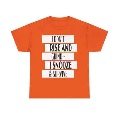 Funny Snooze Survival Tee for Lazy Days, Male's Cotton T-Shirt, Gift for Coffee Lovers, Sleepyhead Apparel, Relaxed Lifestyle Top
