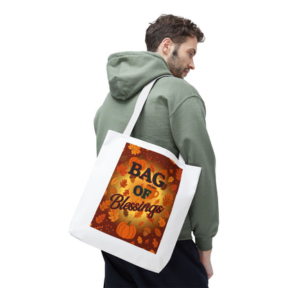 Autumn Blessings Tote Bag, Fall Tote for Shopping, Thanksgiving Gift Bag, Seasonal Carrier, Eco-Friendly Reusable Tote