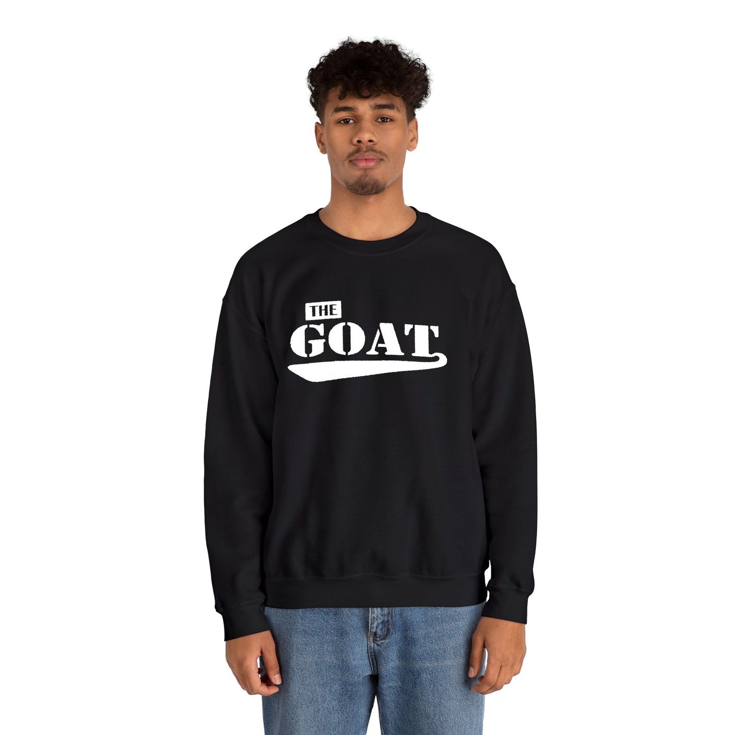NEW FaithStyles Embroidery The GOAT Crewneck Sweatshirt – Bold White Graphic Pullover
