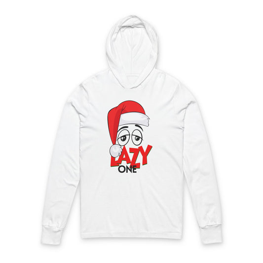 Lazy One Holiday Hooded Tee — Funny Santa Face Long Sleeve