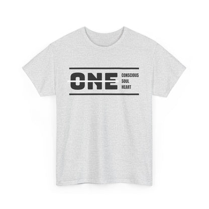 Male's Heavy Cotton Tee - 'ONE' Conscious Soul Heart | Casual Apparel, Gift for Mindfulness, Inspirational Wear, Summer Tee, Everyday Style