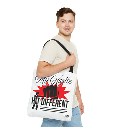FaithStyles Motivational 'My Hustle, Hit Different' Graphic Tote Bag