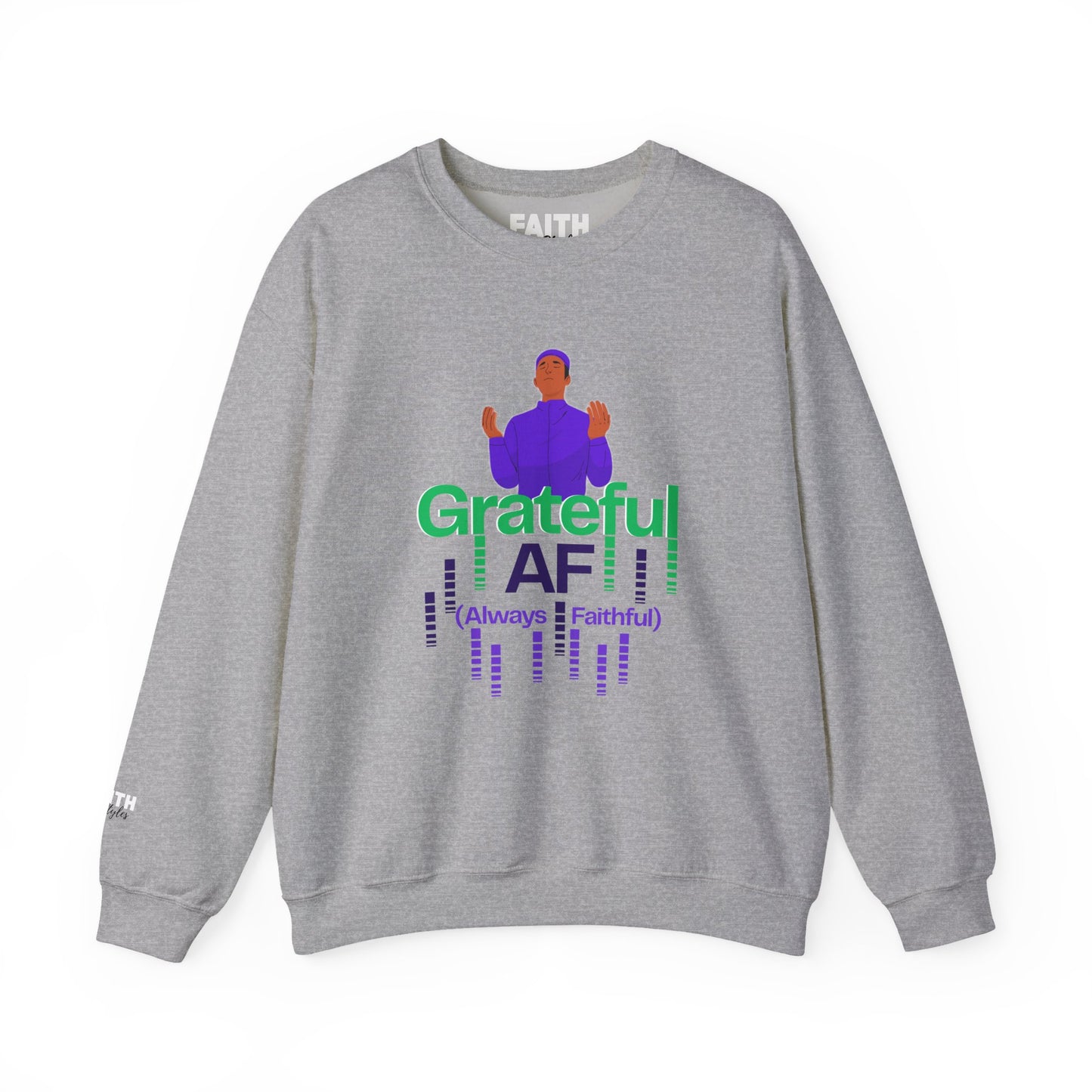 Male Grateful AF Unisex Crewneck Sweatshirt | Cozy Gift for Friends, Thanksgiving Apparel, Everyday Comfort, Gratitude Expression