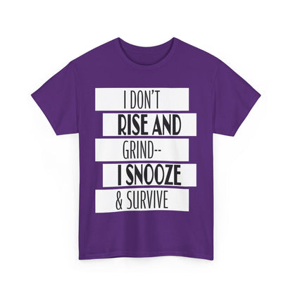 Funny Snooze Survival Tee for Lazy Days, Male's Cotton T-Shirt, Gift for Coffee Lovers, Sleepyhead Apparel, Relaxed Lifestyle Top