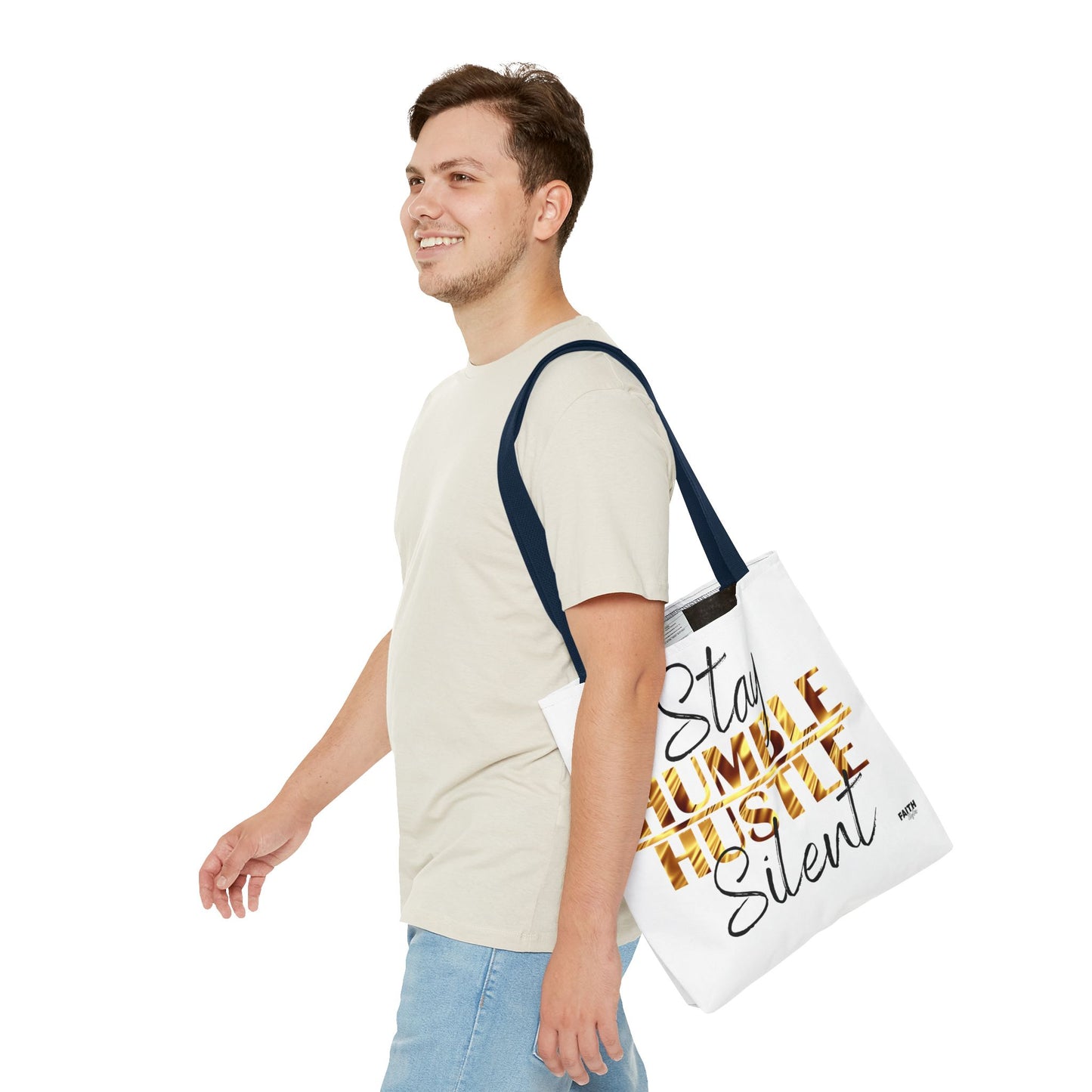 FaithStyles Stay Humble Hustle Silent Tote Bag — Motivational Leopard Print Canvas Tote