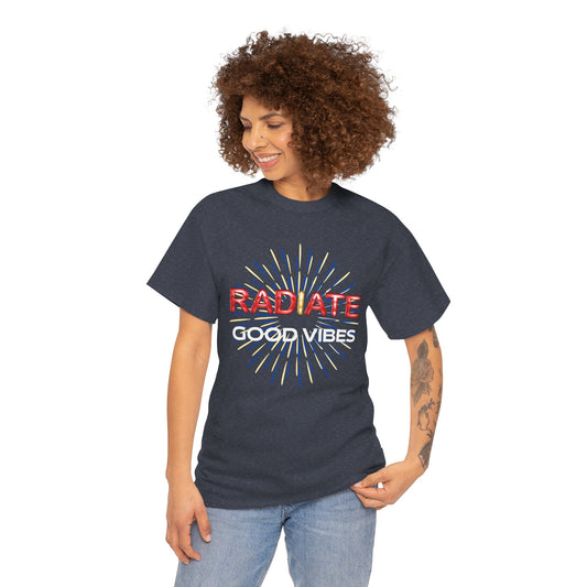 Radiate Unisex Heavy Cotton Tee - Positive Vibe Shirt, Gift for Friends, Motivational Apparel, Casual Wear, Everyday Comfort