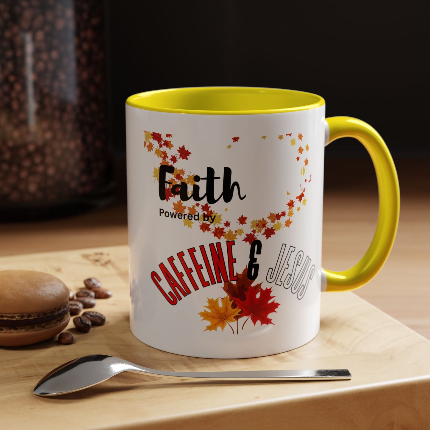 Faith & Caffeine Fall Coffee Mug | Perfect for Autumn Lovers, Thanksgiving Gift, Religious Coffee Cup, Inspirational Drinkware, Cozy Vibes