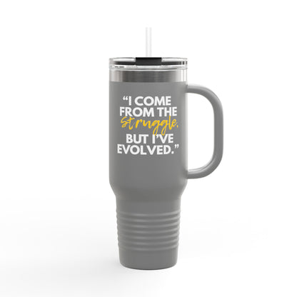Inspirational Insulated Travel Mug, Motivational Coffee Tumbler, Evolved Journey Mug, Perfect for Gifts, Travel, and Daily Use