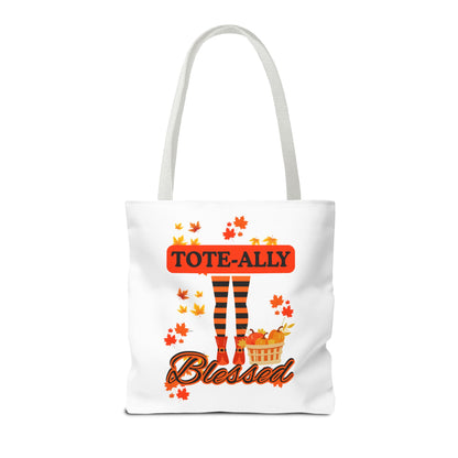 FaithStyles Blessed Holiday Tote Bag, Autumn Tote, Fall Accessories, Gift for Her, Seasonal Shopping Bag, Cute Grocery Bag